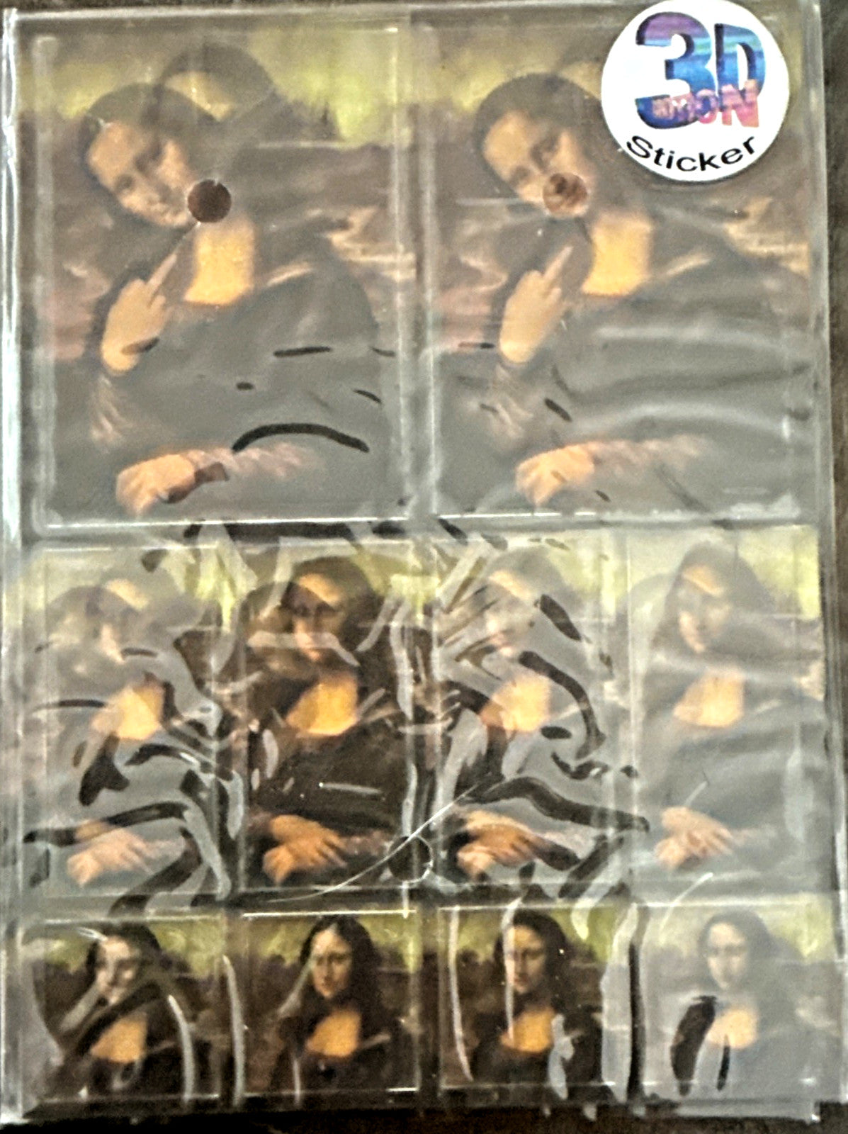 1990s German 3D lenticular Mona Lisa middle finger sticker