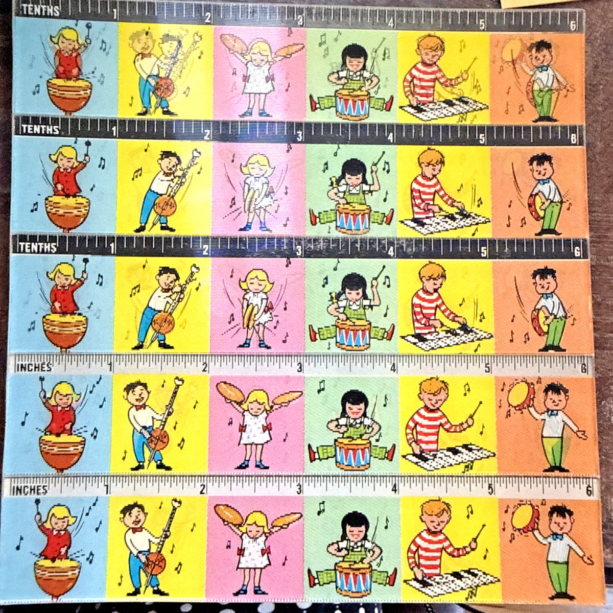 Vari-Vue 1950s musician children uncut lenticular ruler sheets - photo 5
