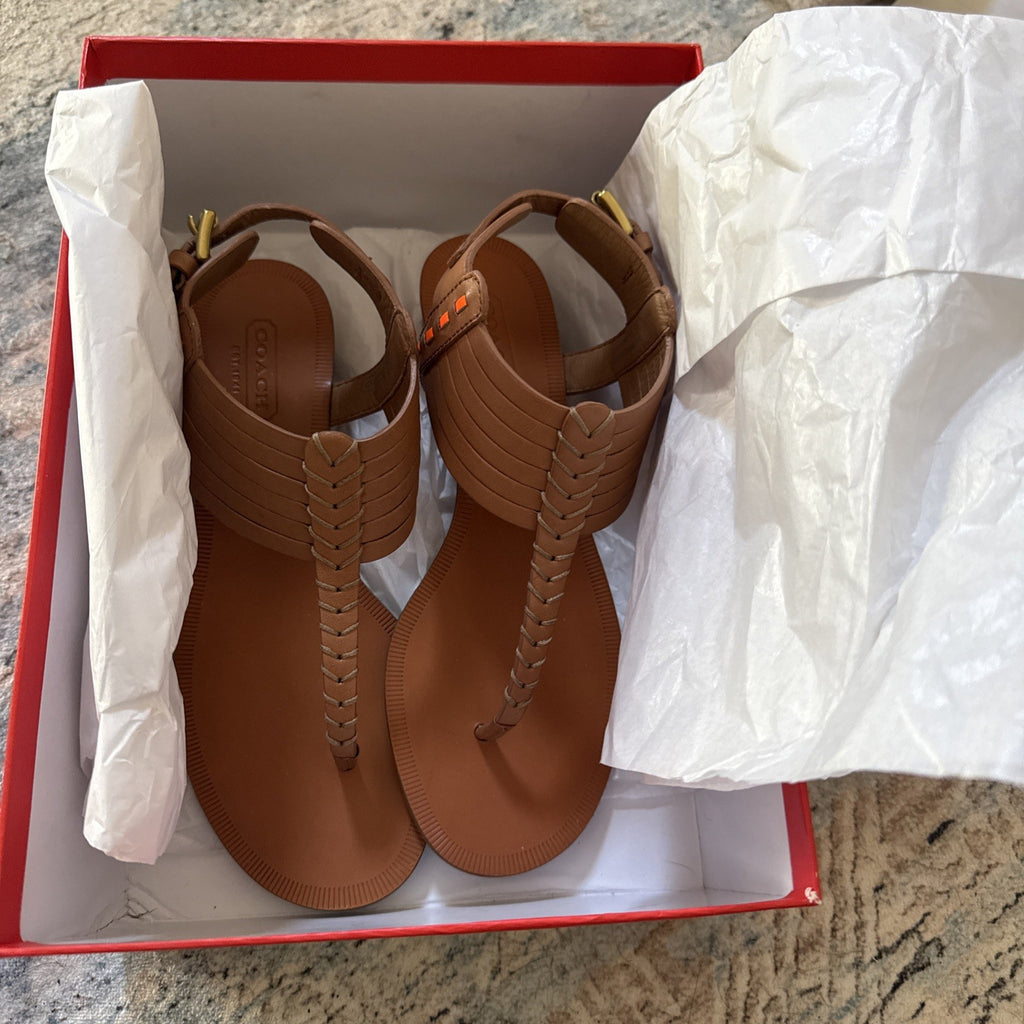 Coach sandals India veg leather ginger wedge size 5M new - photo 9