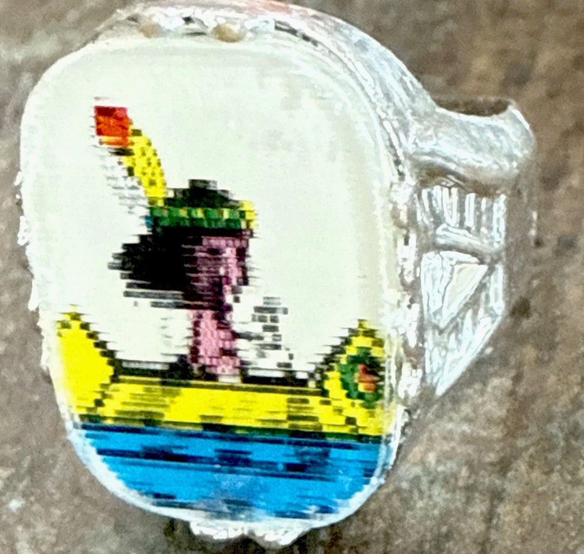 1960s Vari-Vue flicker toy prize boy paddling canoe ring - photo 4