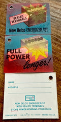 1960s Vari-Vue Delco Energizer lenticular flicker ID tags