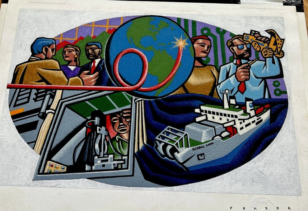 Douglas Fraser bold graphic illustration pop art original painting