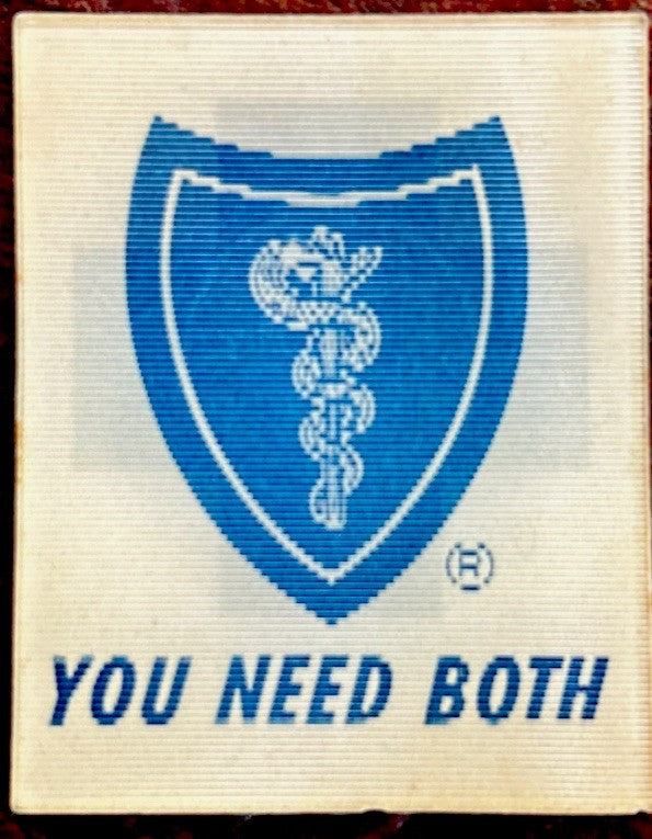 1960s Vari-Vue Blue Cross Blue Shield lenticular name tag
