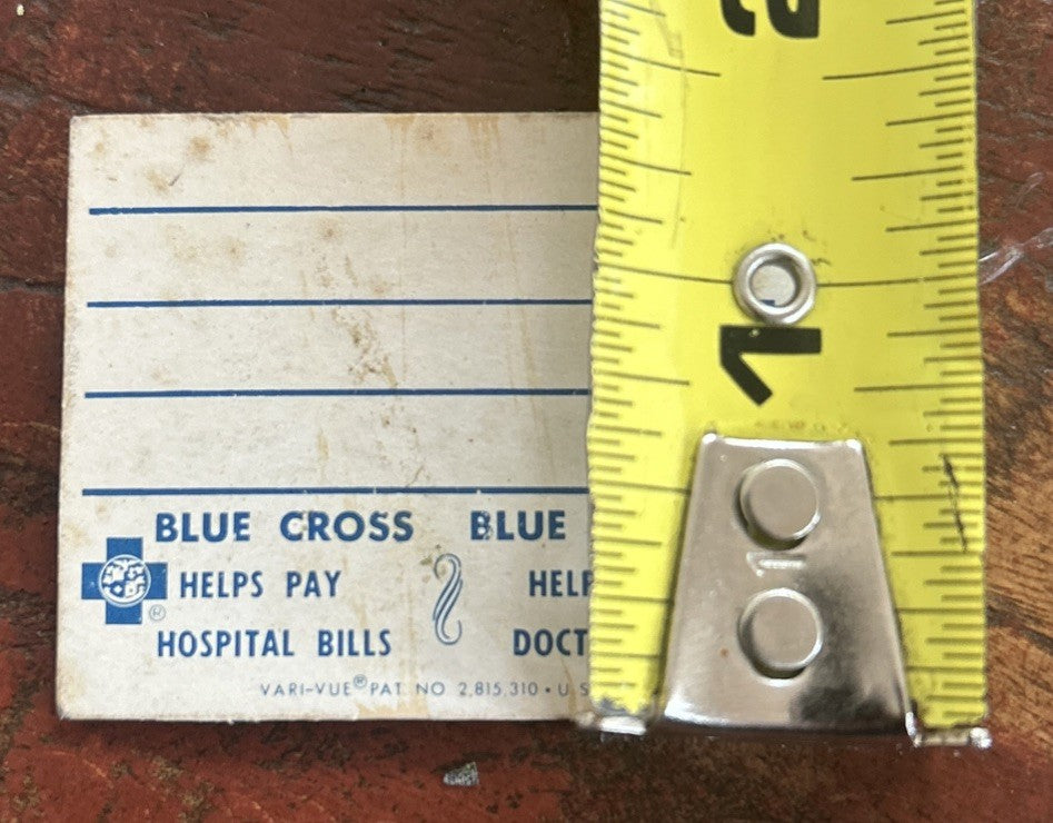 VTG 1960s VARI VUE BLUE CROSS BLUE SHIELD LENTICULAR NAME TAG NOS - photo 5