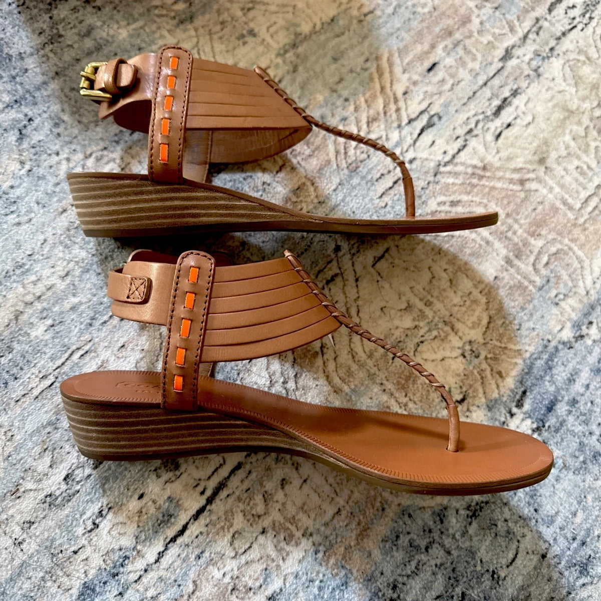 Coach sandals India veg leather ginger wedge size 5M new - photo 2