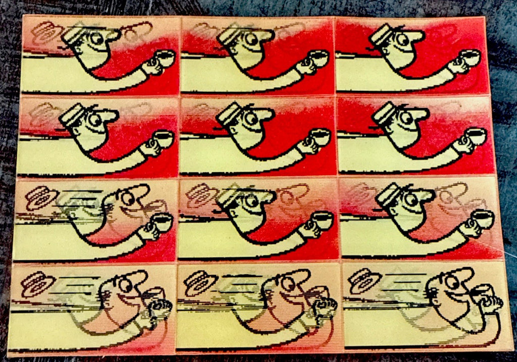 12 UNCUT 1960'S RARE VARI-VUE FLICKER FLASHER MAN DRINKING COFFEE IN A HURRY NOS - photo 4