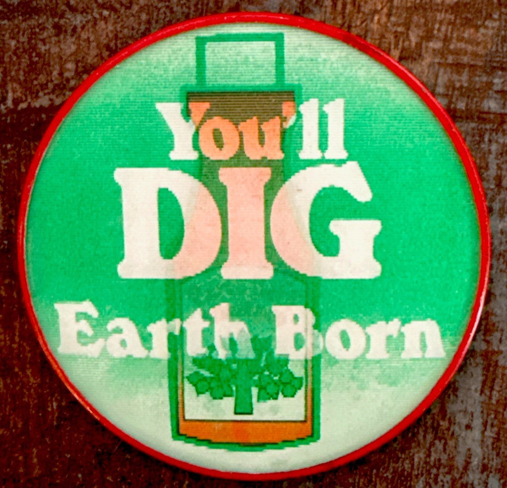 1970 Earth Born shampoo Vari-Vue pinback button lenticular
