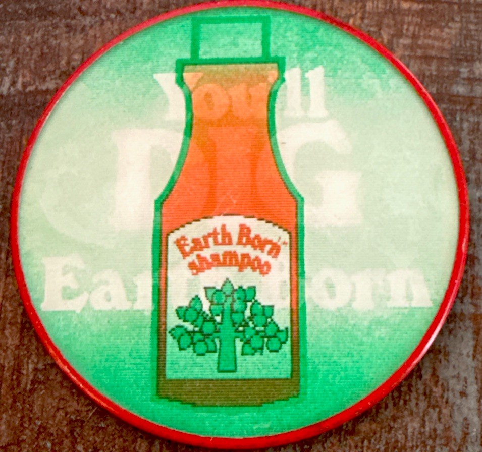 1970 EARTH BORN SHAMPOO VARI-VUE PINBACK BUTTON LENTICULAR RETRO ADVERTISING - photo 4