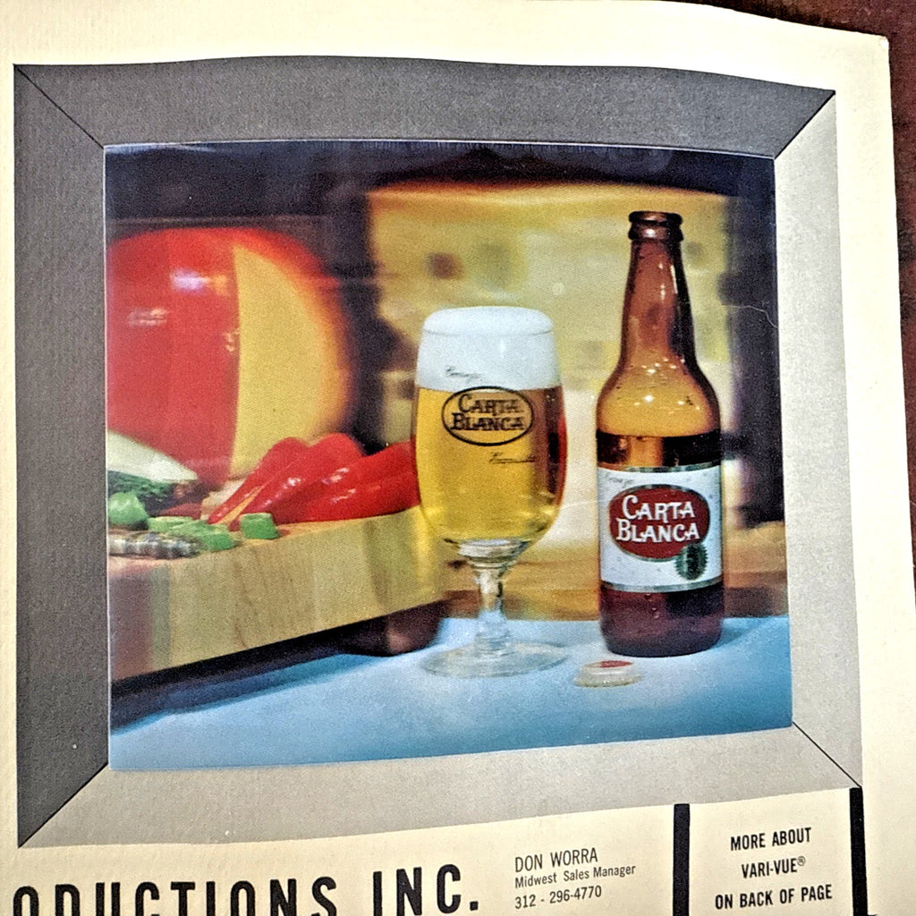 1950S PICTORIAL PRODUCTIONS CARTA BLANCA BEER 3D VARI VUE CERVEZA - photo 2