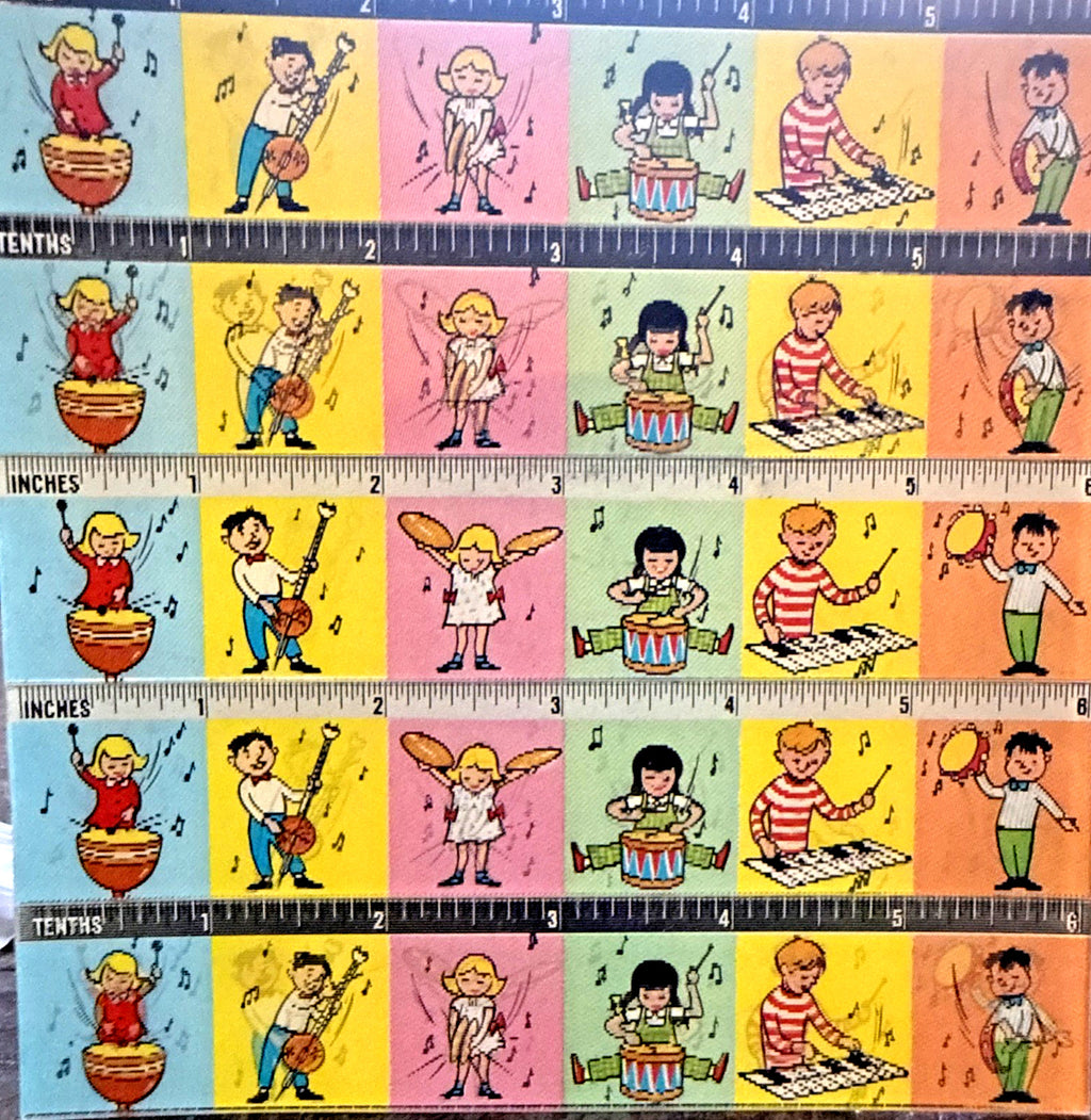 Vari-Vue 1950s musician children uncut lenticular ruler sheets