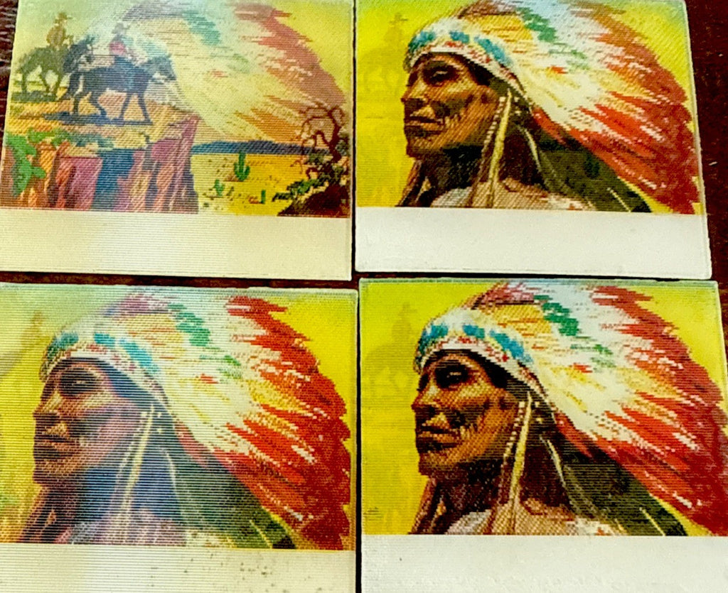 Lot of 19 Indian Chief Cowboys on Hill Small VARI-VUE Lenticular Flicker NOS - photo 2