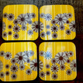 Vintage brown on yellow spinning gears lenticular coasters set of 4
