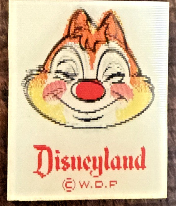 1960s Disneyland Vari-Vue flicker lenticular souvenir ID tag Chip n Dale
