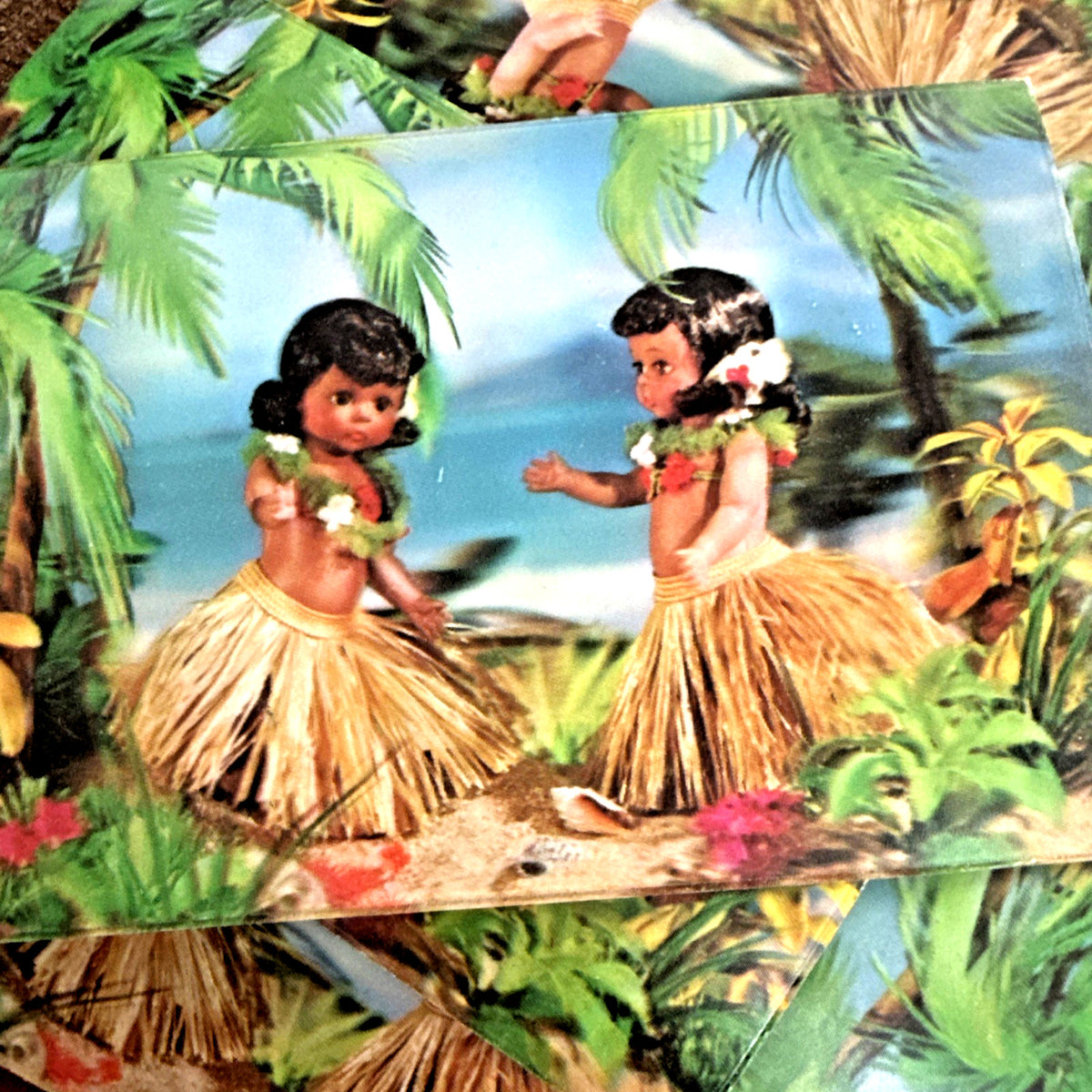 12 PC LOT 1950s VARI VUE LENTICULAR HAWAII ALOHA HULA GIRLS UNUSED POSTCARDS NOS - photo 5