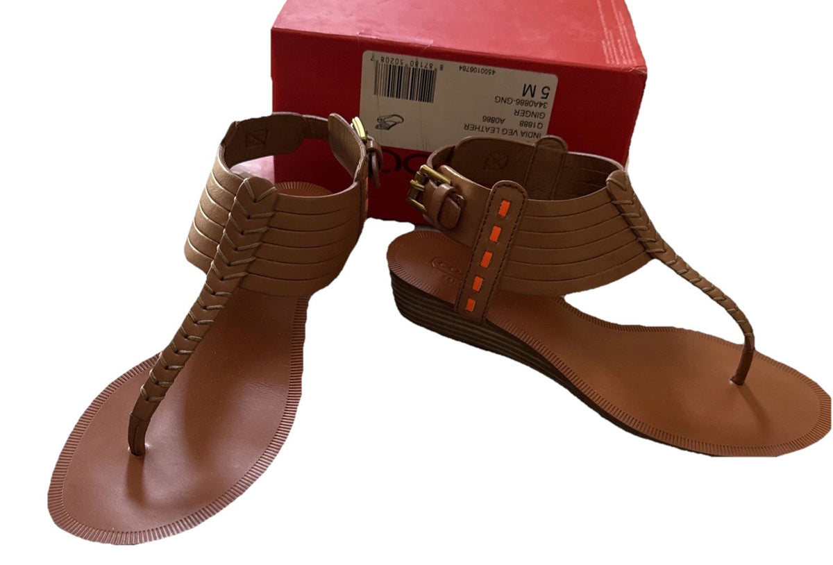 Coach sandals India veg leather ginger wedge size 5M new - photo 3