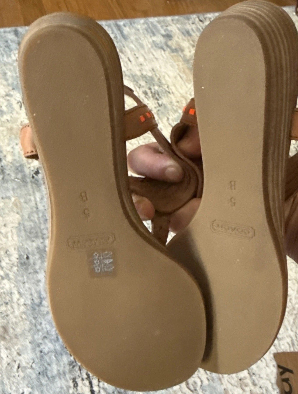 Coach sandals India veg leather ginger wedge size 5M new - photo 4