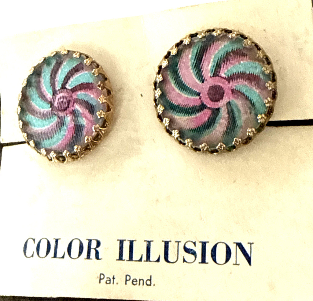 VARI VUE & COLOR ILLUSION LENTICULAR FLICKER EARRINGS CLIP ONS MOVING MOTION - photo 2