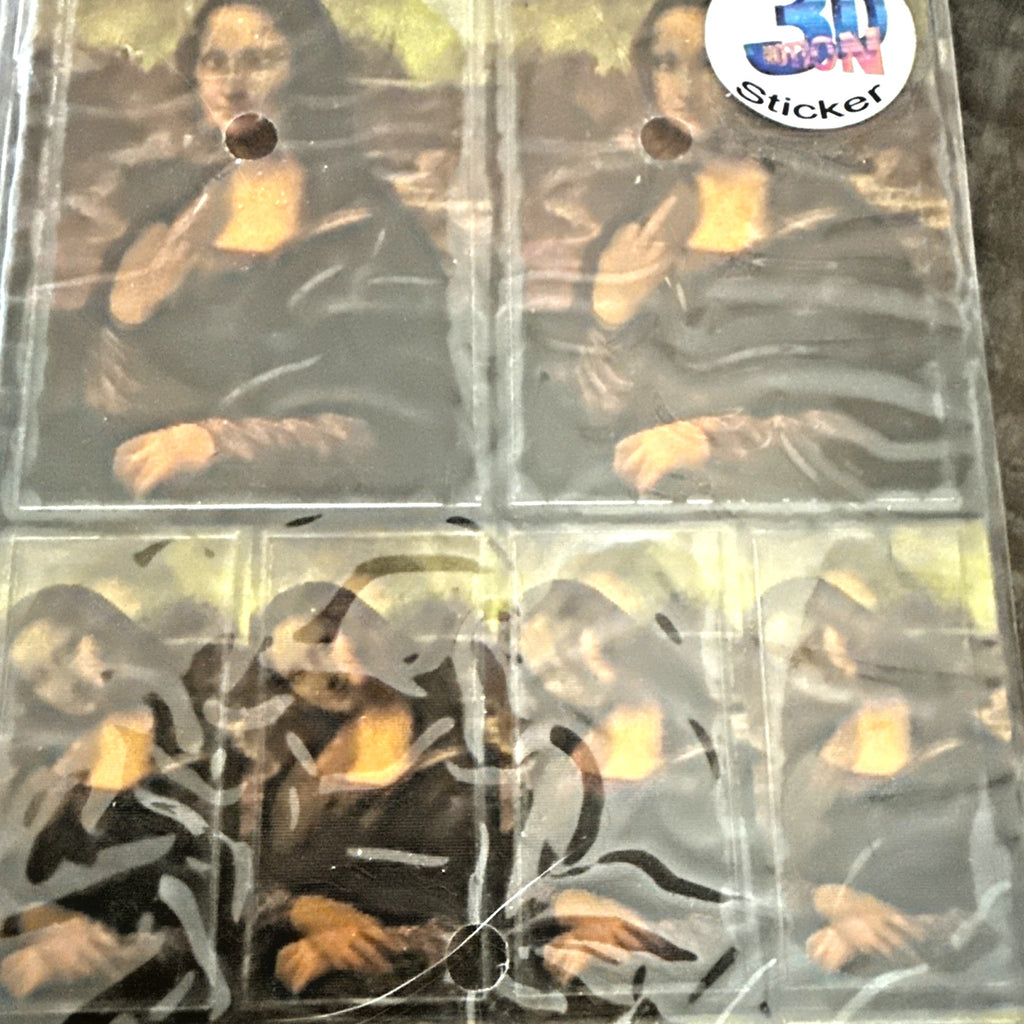 1990s German 3D lenticular Mona Lisa middle finger sticker - photo 3