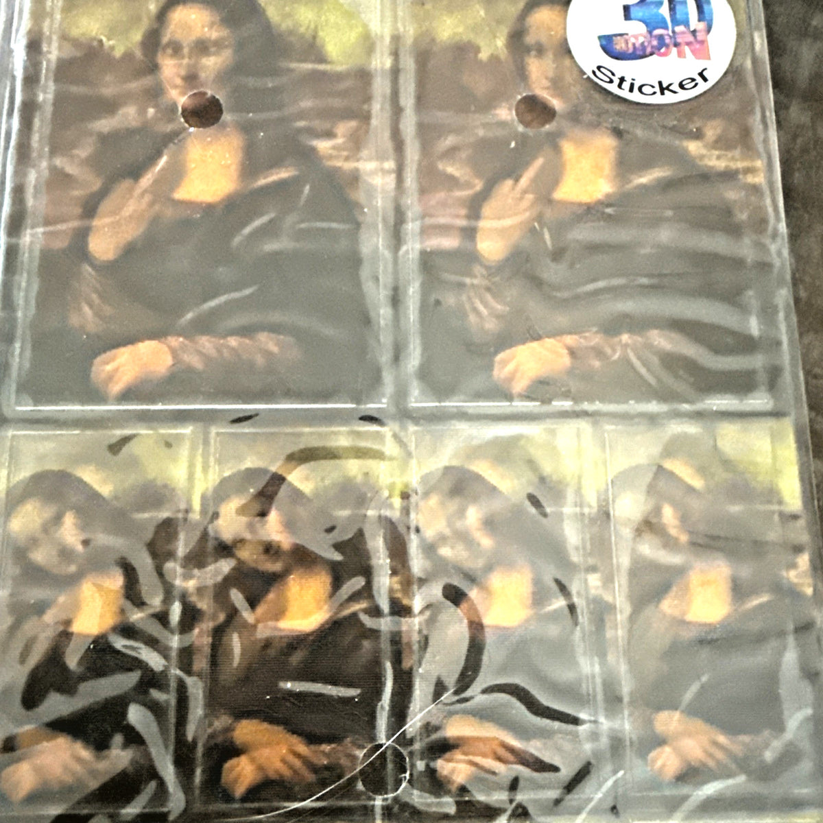 1990s German 3D lenticular Mona Lisa middle finger sticker - photo 3