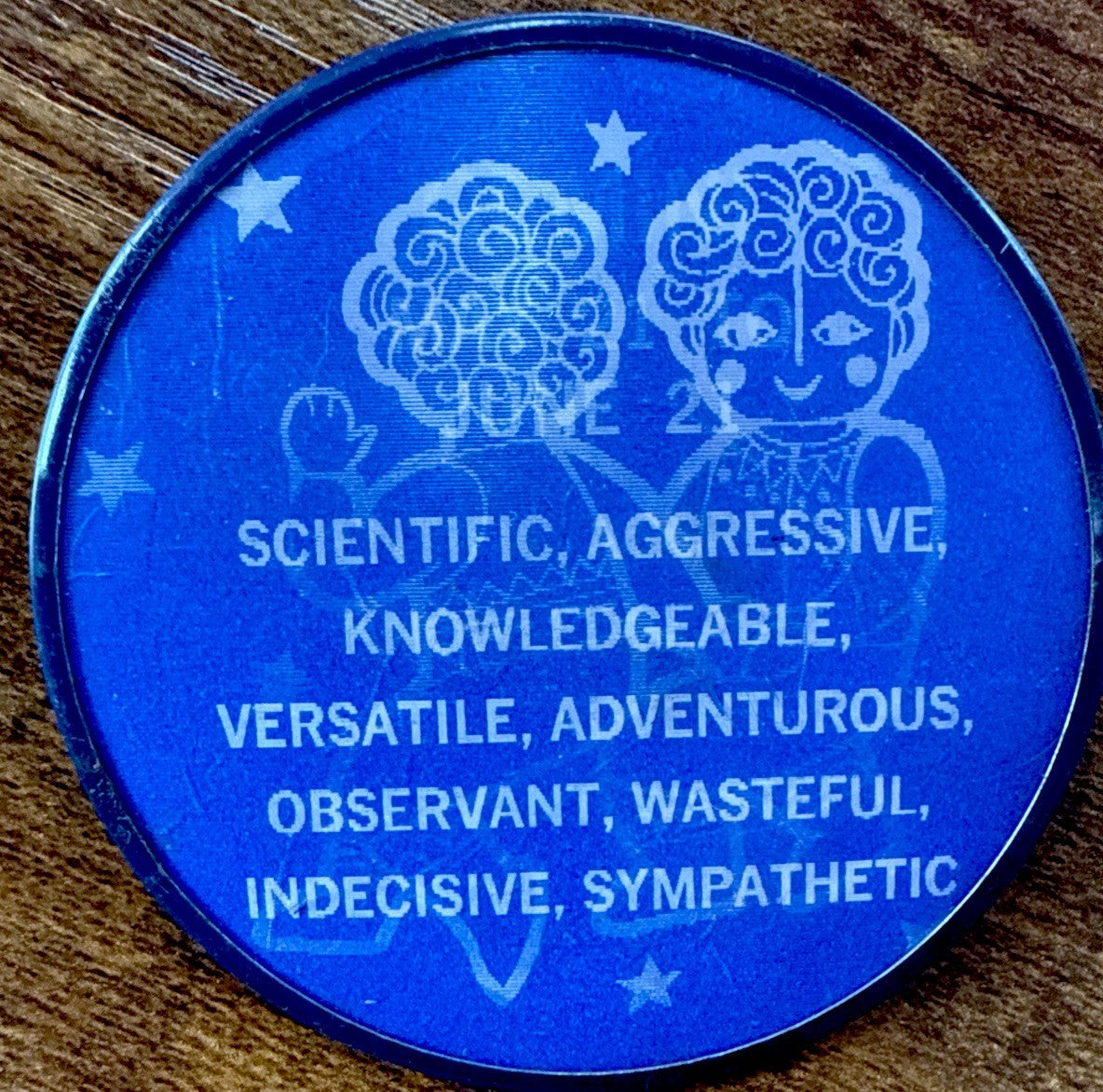 Zodiac Gemini Vari-Vue lenticular flicker moving motion pin - photo 3