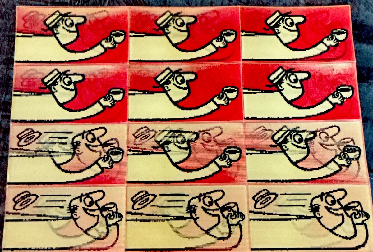 1960s Vari-Vue flicker flasher man drinking coffee in a hurry uncut