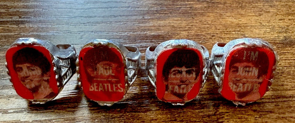 Vintage 1960s flasher flicker Beatles rings set of 4 - photo 3