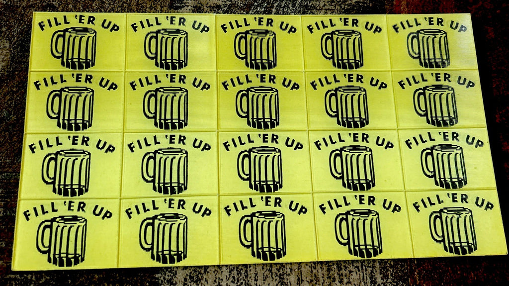 1960s small Vari-Vue lenticular flicker Fill er Up beer uncut sheet