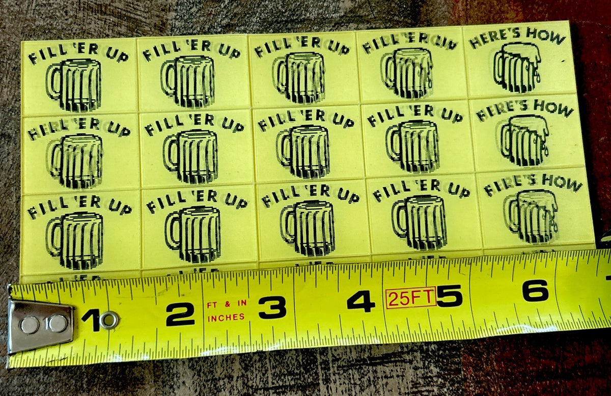 Uncut 20 1960s Small VARI-VUE Lenticular Flicker Fill er Up Beer Heres How - photo 4