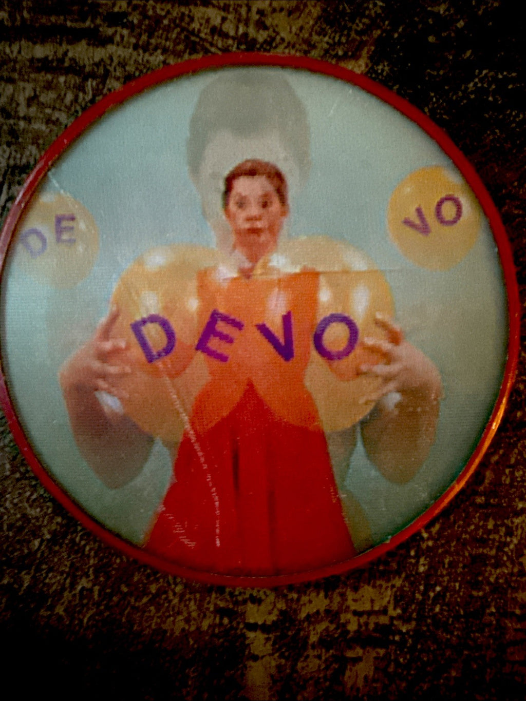 Vintage DEVO promotional Vari-Vue lenticular button