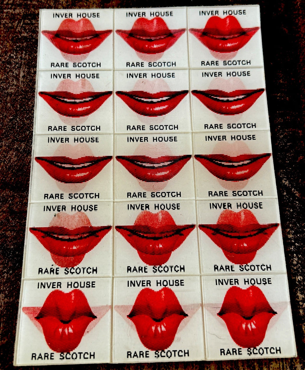 1956 Vari-Vue uncut sheet Inver House scotch flickers