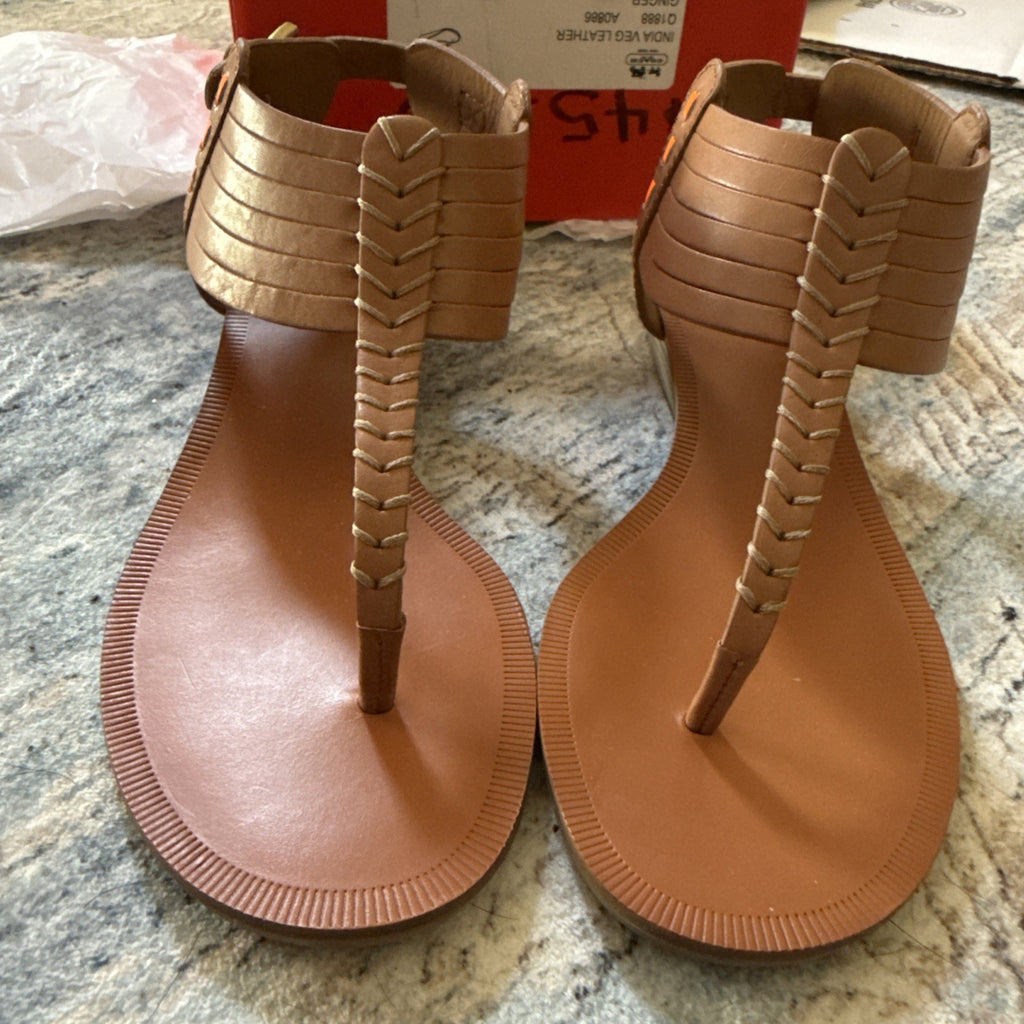 Coach sandals India veg leather ginger wedge size 5M new - photo 6