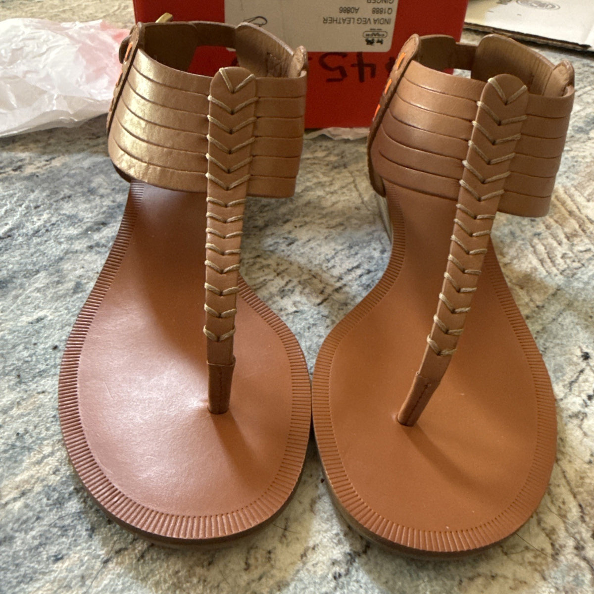 Coach sandals India veg leather ginger wedge size 5M new - photo 6