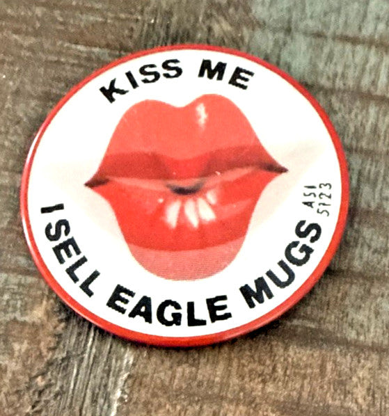Vintage Vari-Vue lenticular pin button I Sell Eagle Mugs