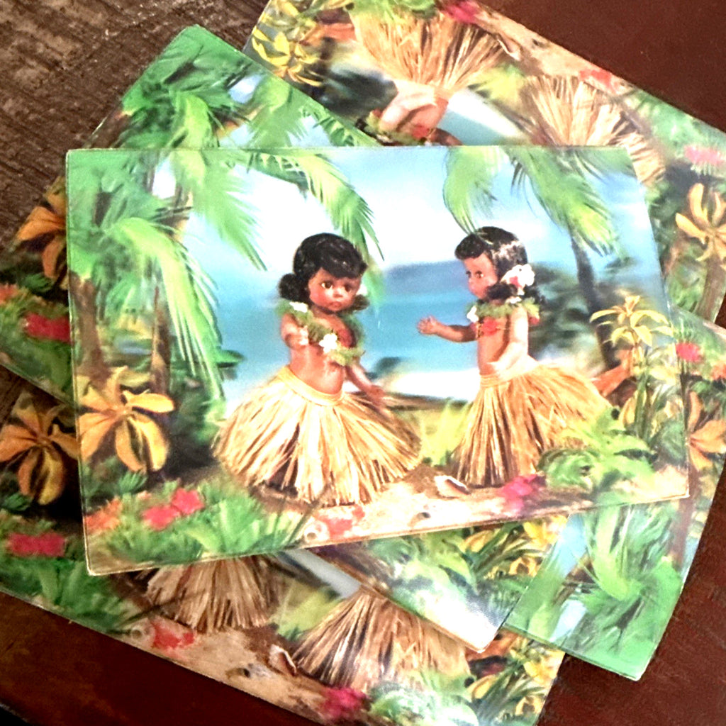 12 PC LOT 1950s VARI VUE LENTICULAR HAWAII ALOHA HULA GIRLS UNUSED POSTCARDS NOS - photo 2