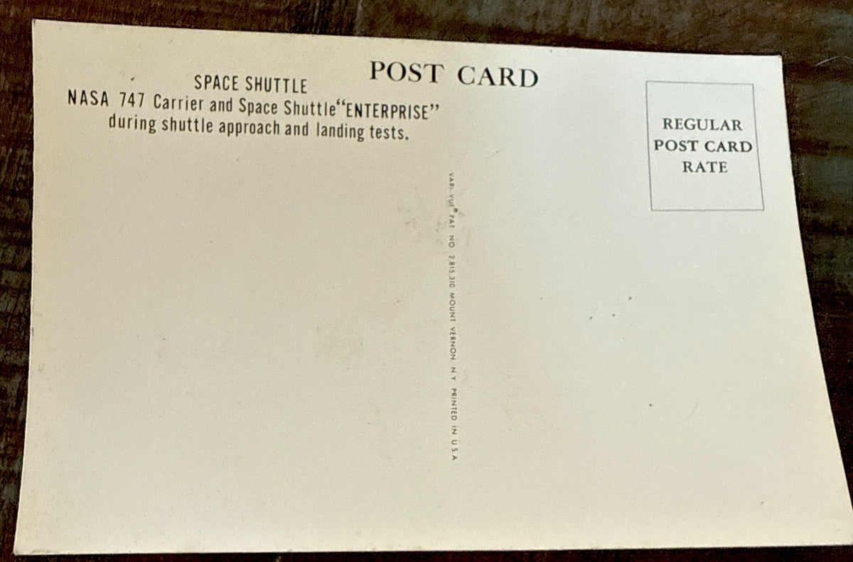 Vtg VARI VUE SPACE SHUTTLE ENTERPRISE NASA 747 UNUSED POSTCARD NOS RARE - photo 4