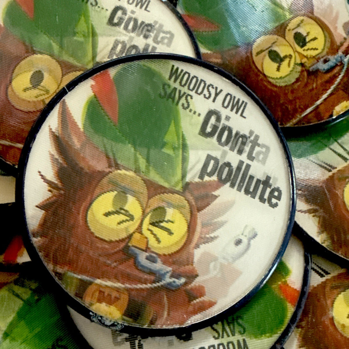 20 Vintage Vari-Vue Woodsy Owl Give A Hoot Don't Pollute Lenticular Pin-back - photo 3