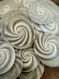 Black and white hypnotic swirls 1960s Vari-Vue lenticular flickers