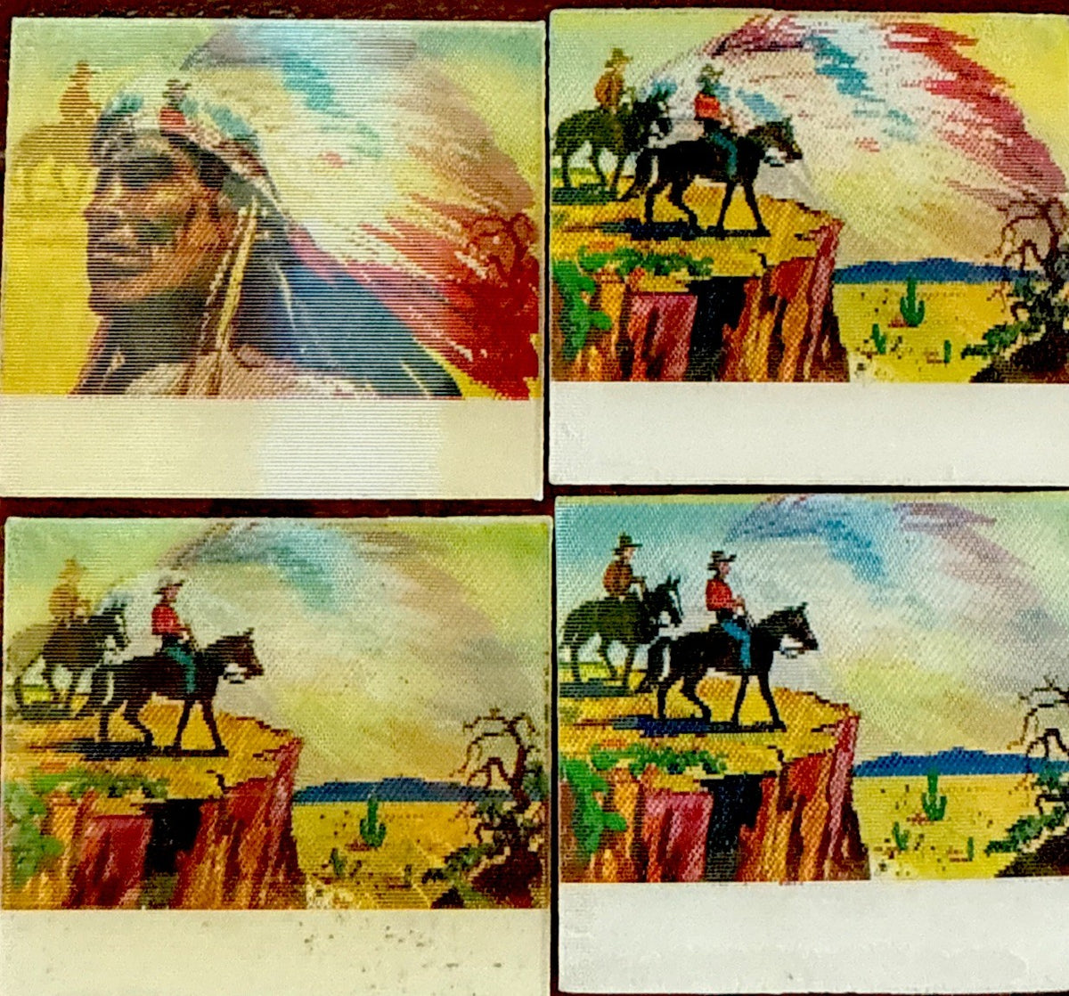 Lot of 19 Indian Chief Cowboys on Hill Small VARI-VUE Lenticular Flicker NOS - photo 3