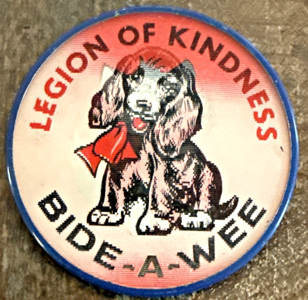 Vintage Bide-A-Wee cat dog flicker Vari-Vue pin button