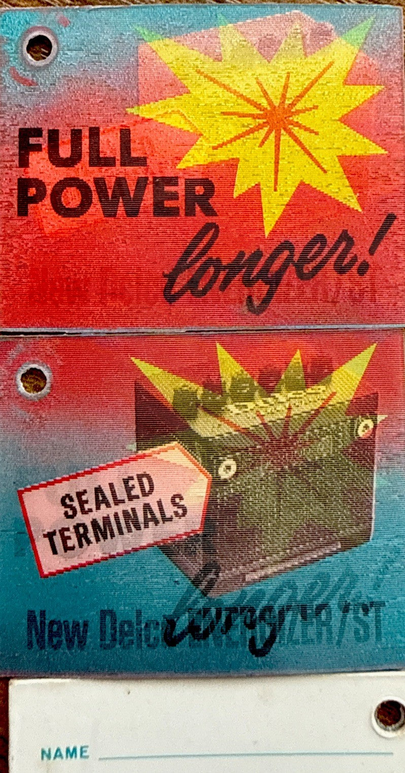 2-1960'S VARI VUE DELCO ENERGIZER LENTICULAR FLICKER ID TAGS NOS - photo 6