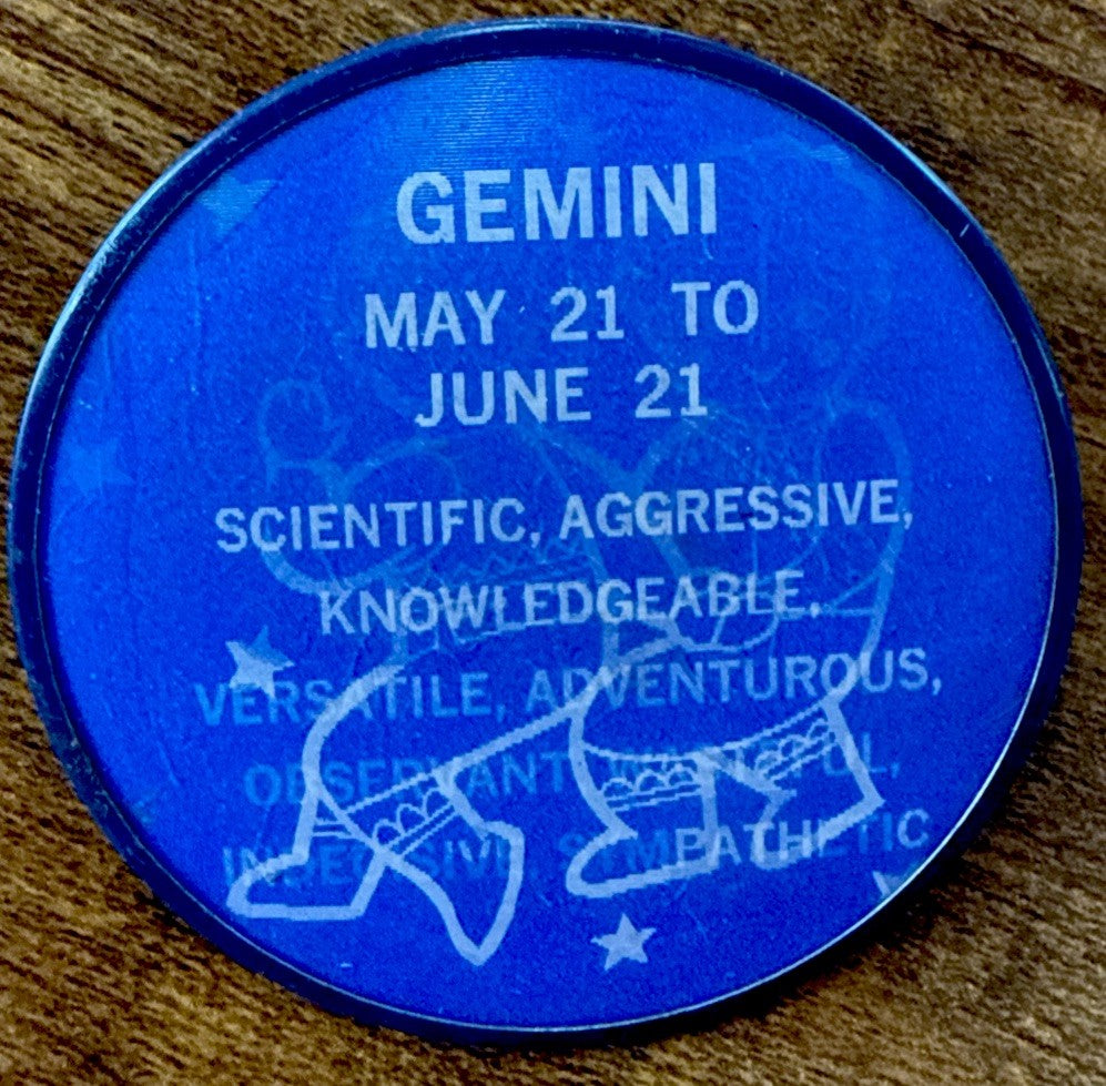 Zodiac Gemini Vari-Vue lenticular flicker moving motion pin - photo 4