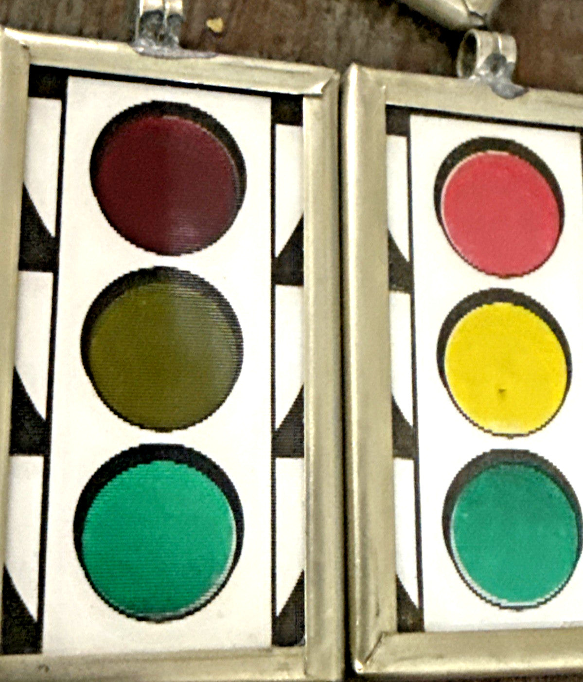 1950s traffic light Vari-Vue flicker lenticular mirrored pendant