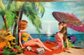 Vari-Vue 1967 Barbie and Stacey 3D unused postcard
