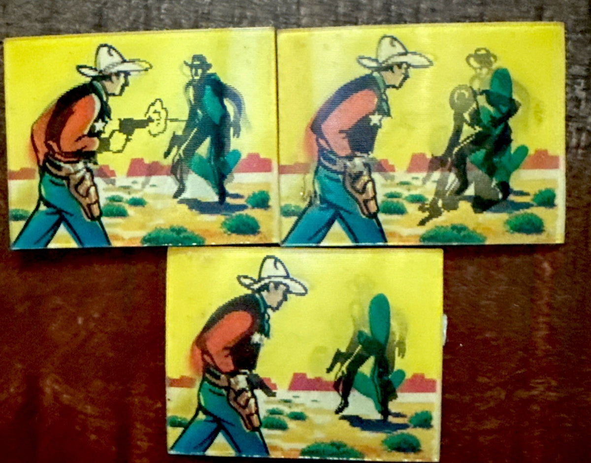 Lot of 3 1960s VARI-VUE VINTAGE WESTERN GUNSLINGER NOS RARE - photo 2