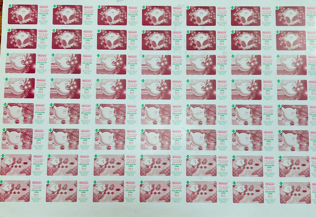 1995 Jacob's Bakery Kirby 3D cards full uncut sheet