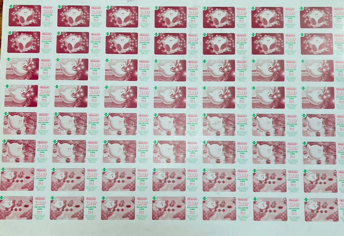 1995 Jacob's Bakery Kirby 3D cards full uncut sheet