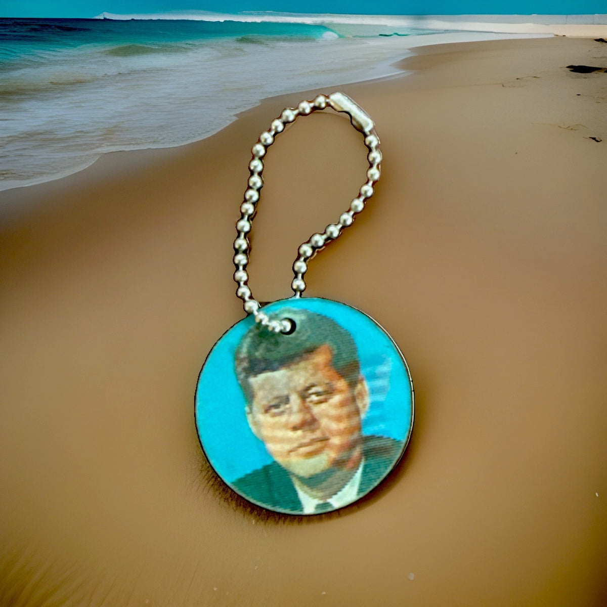 JFK lenticular keychain 1960s John F Kennedy