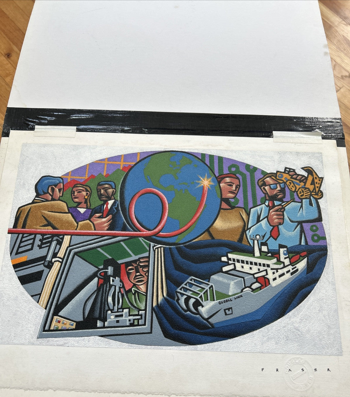 Douglas Fraser bold graphic illustration pop art original painting
