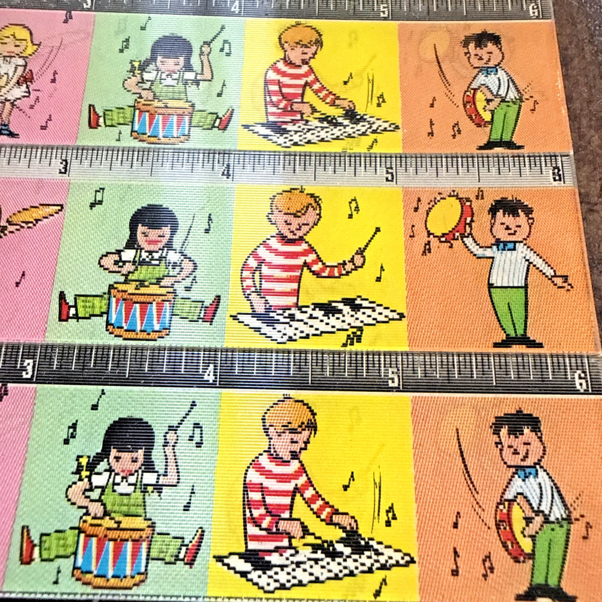 Vari-Vue 1950s musician children uncut lenticular ruler sheets - photo 4