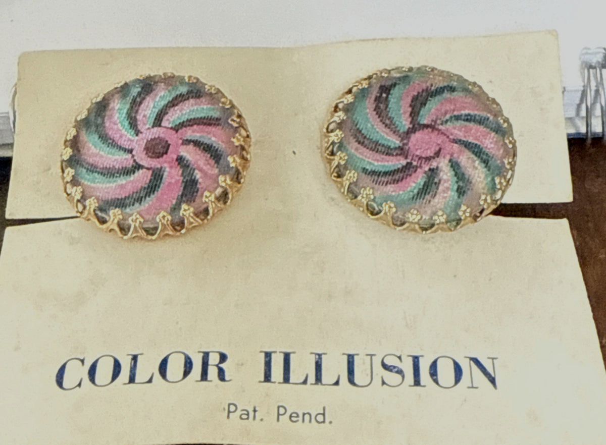 VARI VUE & COLOR ILLUSION LENTICULAR FLICKER EARRINGS CLIP ONS MOVING MOTION - photo 3